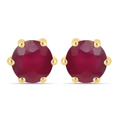 BUY GLASS FILEED RUBY GEMSTONE EARRING IN 14K GOLD